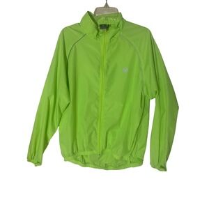 Canari Mens XXL Cycling Windbreaker Jacket Hi-Vis Lime Green Reflective Full Zip